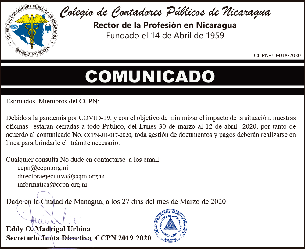 Comunicado CCPN-JD-018-2020.