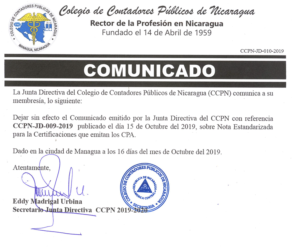 10- Comunicado CCPN-JD-010-2019