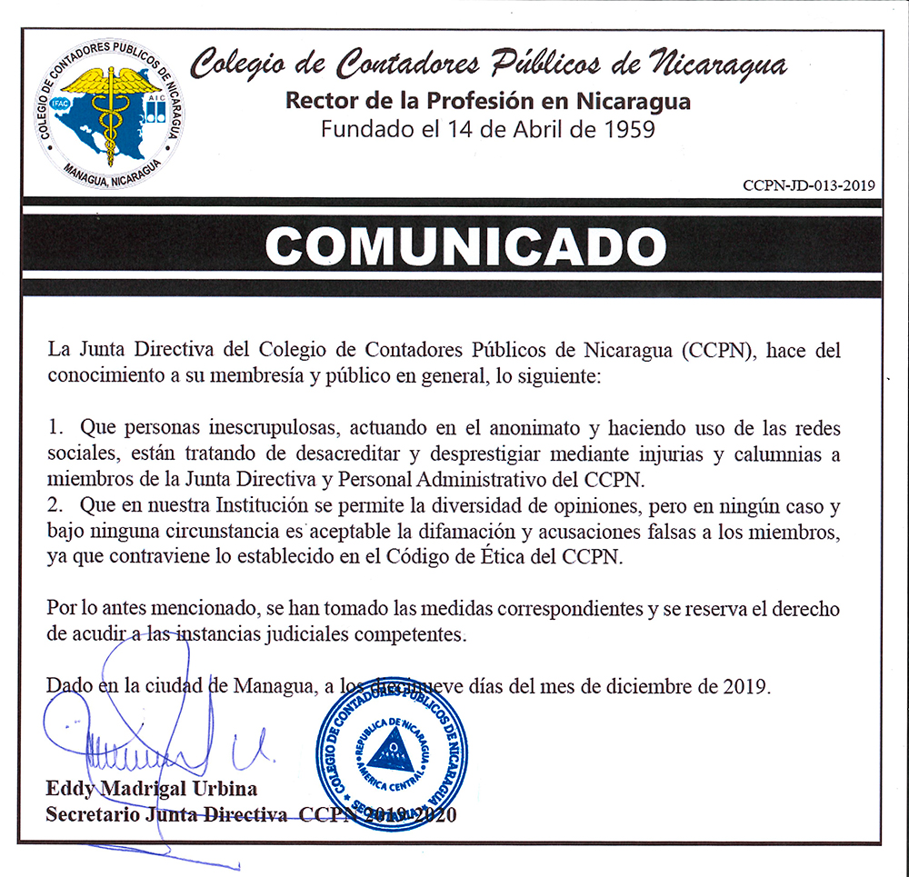 13- Comunicado CCPN-JD-013-2019